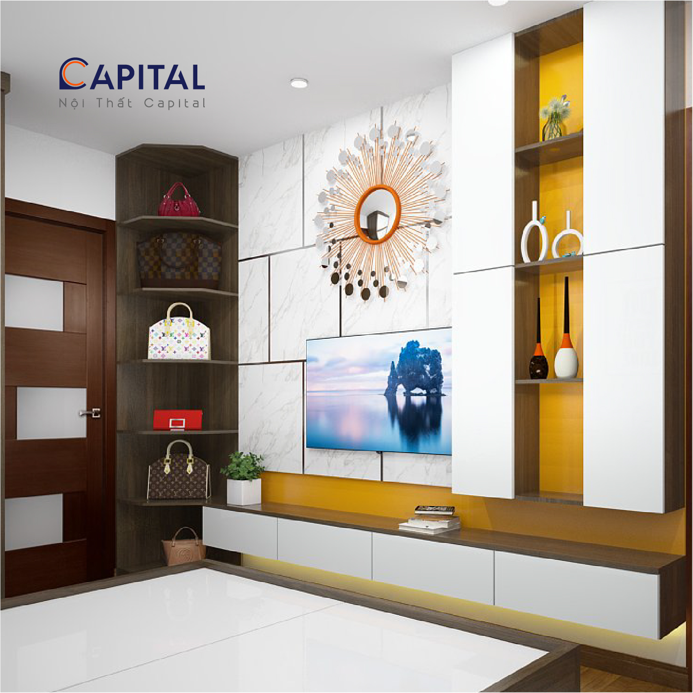 TỦ ÁO + KỆ TIVI - TỦ BẾP LOGO 01-31